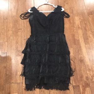 Black Flapper Dress with Tassels
